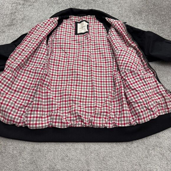 Ben Sherman Gingham Lined Full Zip Bomber jacket Mens Medium Black Cotton Casual - Picture 3 of 16